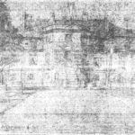 Pałac w Guzowie od ogrodu, rys. przypisywany Józefowi Chełmońskiemu, poł. lat 1860.