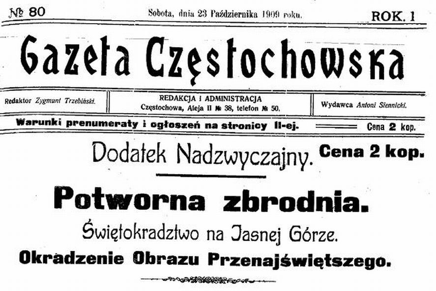 2.Gazeta.Czestochowska 1909 rabunek koron